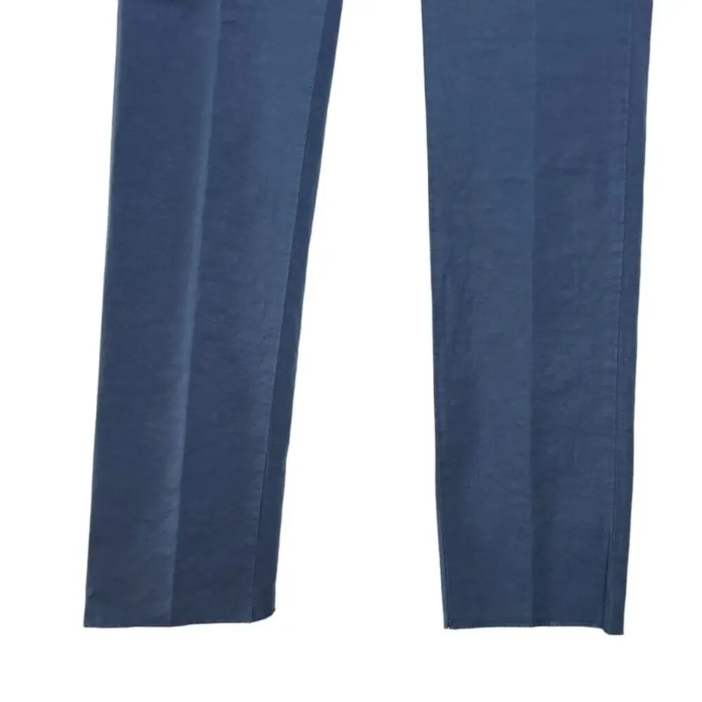 Officine Generale Paul Pant SIZE 50 US 33 Navy Cotton Linen Unhemmed Trouser